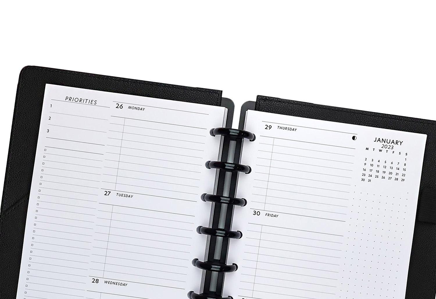 Weekly planner inserts and calendar pages for discbound planners and six ring or ringbound planners and notebooks by Janes Agenda.