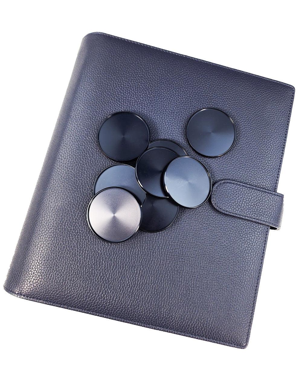 Midnight blue metal discs for discbound planners and disc notebooks by Jane's Agenda.