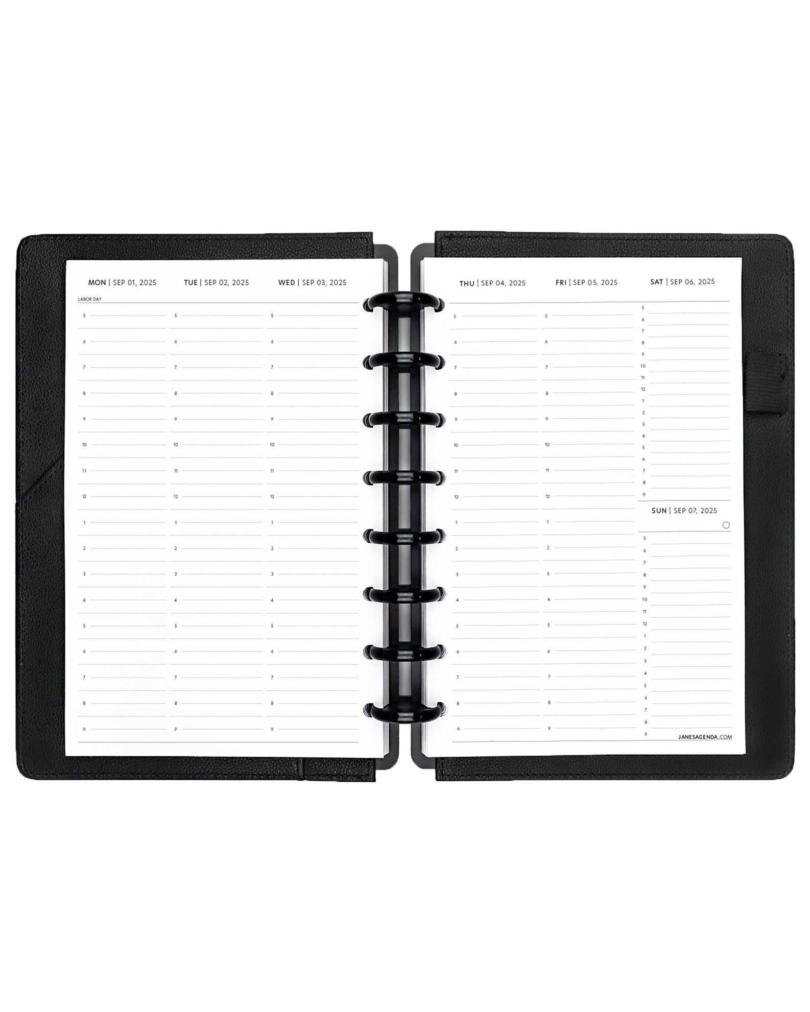 Weekly planner inserts refill pages for discbound planners, disc notebooks, and A5 ringbound planner binder systems by Jane's Agenda.