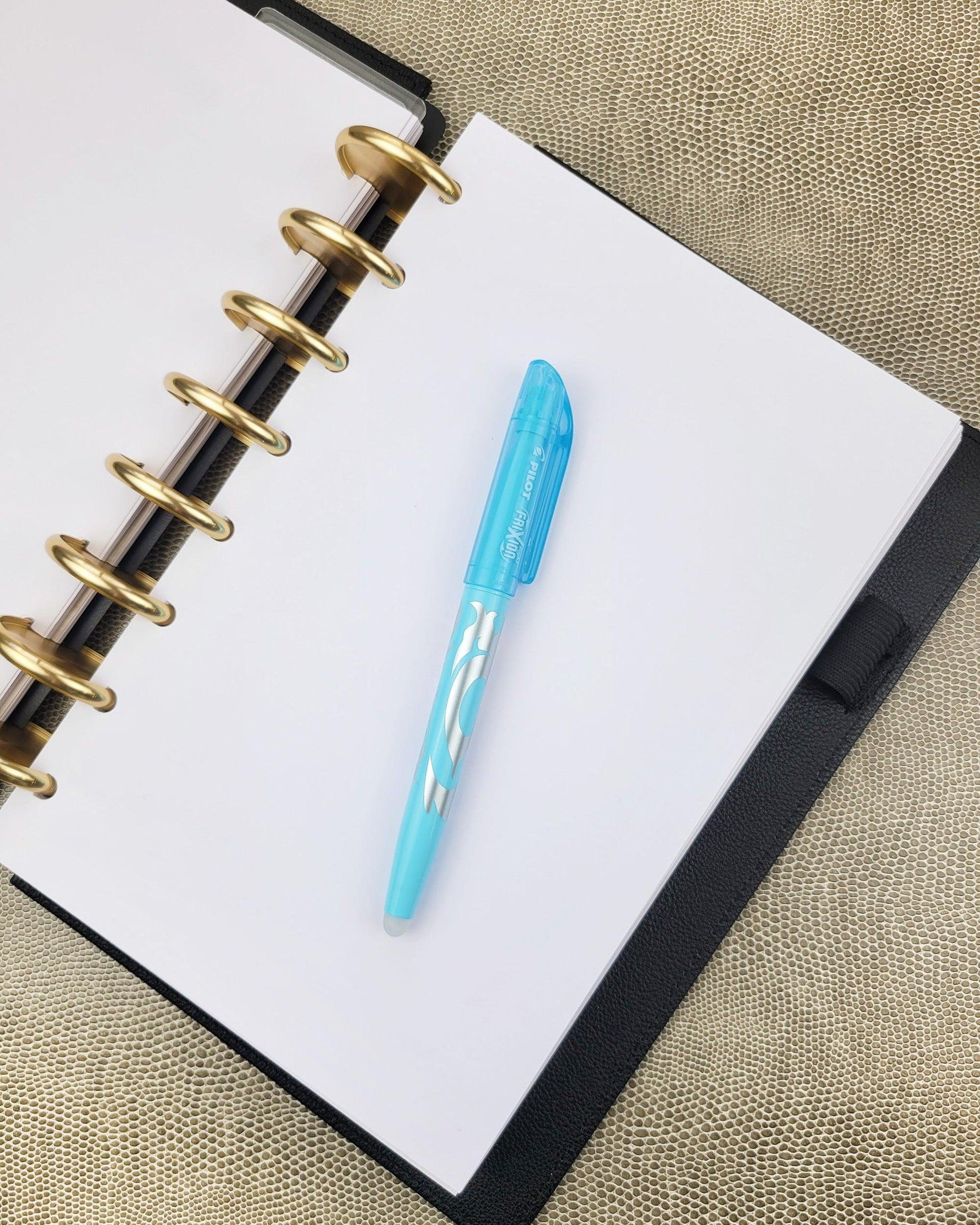 Pilot Frixion® erasable blue highlighter marker pen to use in your discbound or six ring planner system by Jane's Agenda.