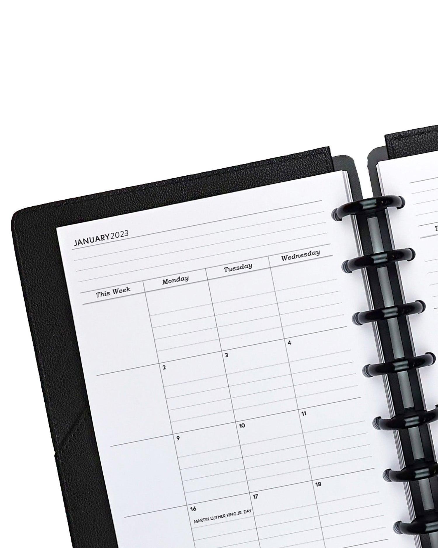 Monthly Planner inserts and calendar pages for discbound planners and six ring planners and ringbound notebooks by Janes Agenda.