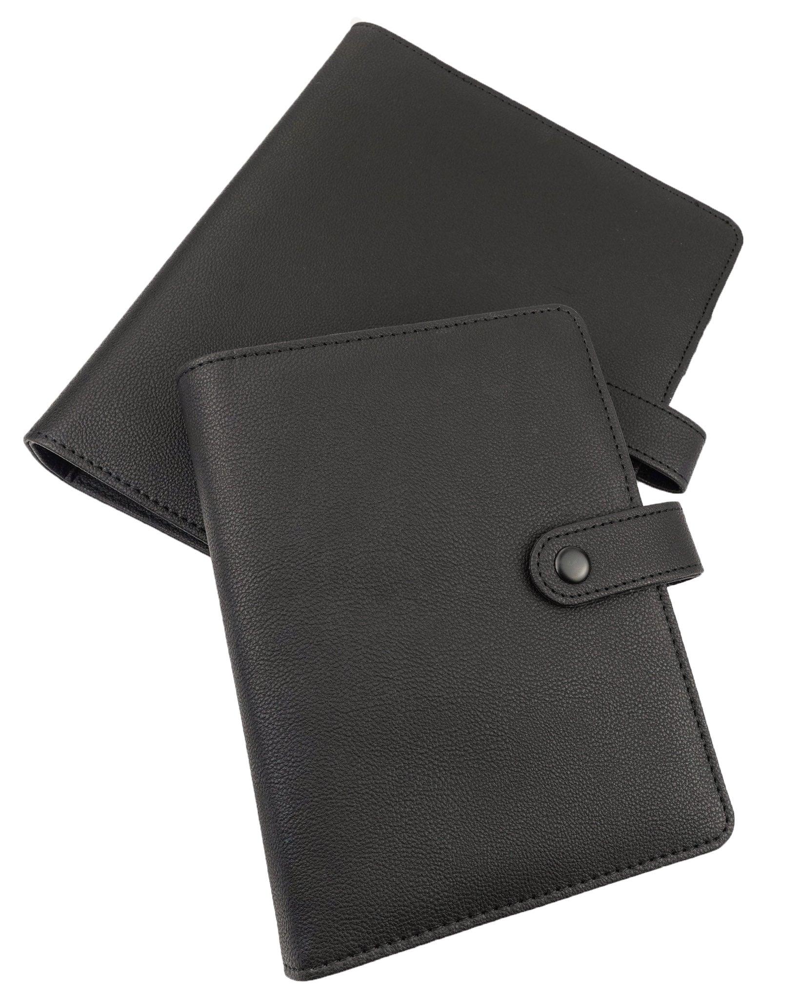 Vegan Leather Planner Cover, A5 Six Ring, Black
