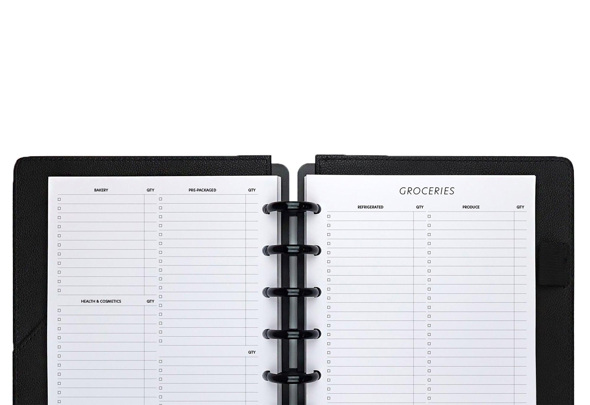 Grocerylist lifestyle planner inserts for every day planning with your discbound and six ring planner system by Janes agenda.