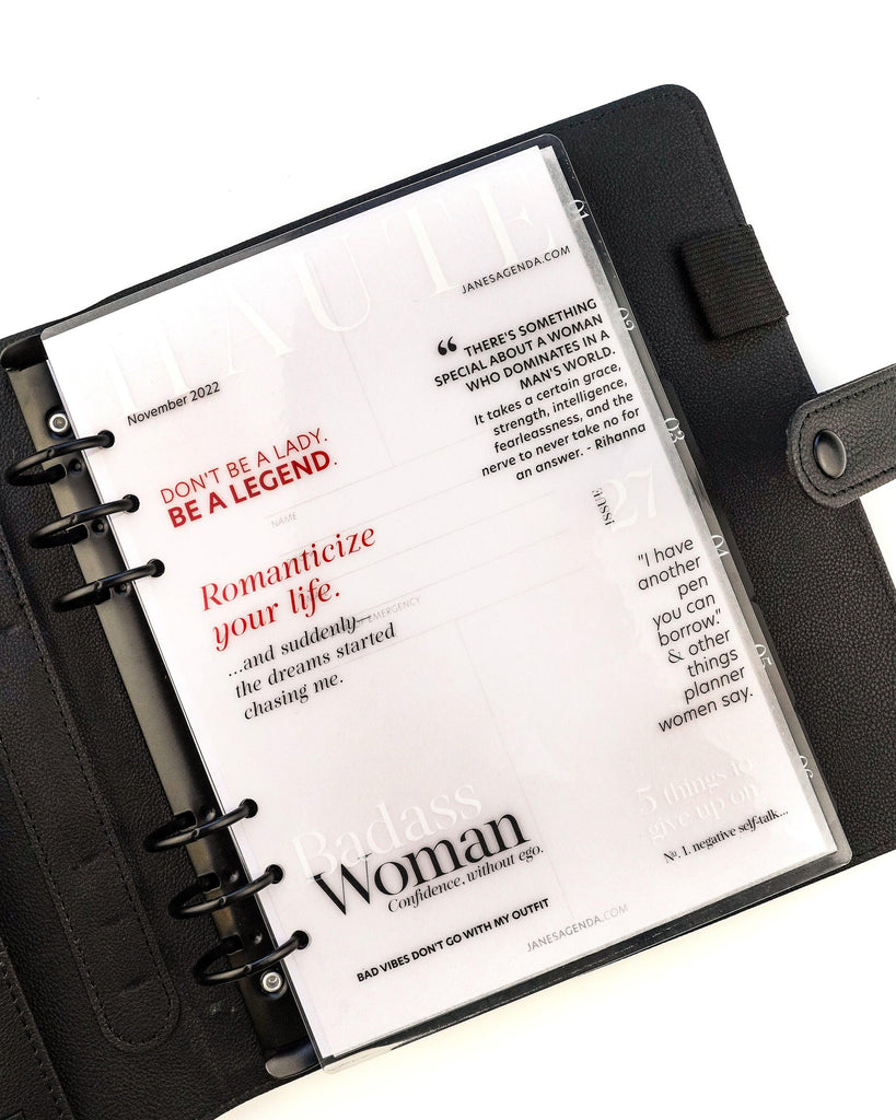 Laminated planner dashboard for discbound and ringbound planners and planner binders by Jane's Agenda®.