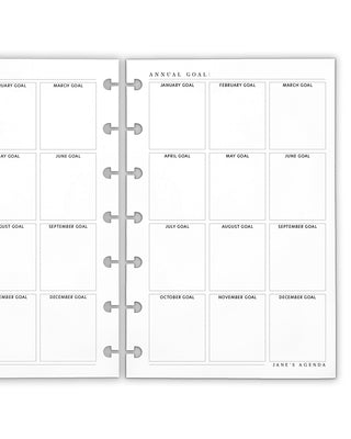 Annual Goals Planning Planner inserts for discbound planner systems by JAne's Agenda.