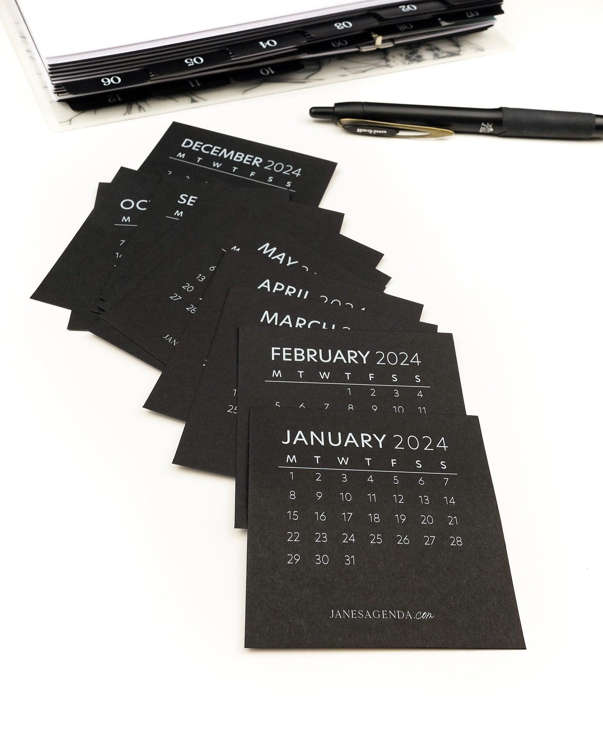2024 At a glance calendar cards to clip into your planner for quick reference by Jane's Agenda.