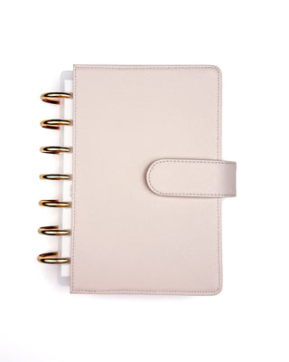 Discbound Snap Planner Cover | Saffiano Vegan Leather | Barely Pink