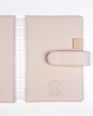 Discbound Snap Planner Cover | Saffiano Vegan Leather | Barely Pink