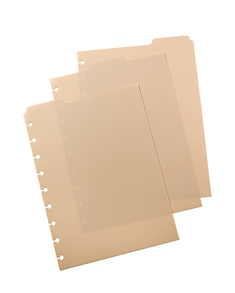 Beige top tabbed dividers by Jane's Agenda for discbound and ringbound planners.