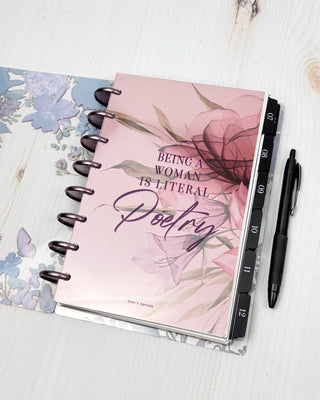 Jane's Agenda inspirational quote blush pink botanical Planner Dashboard with numbered Tabbed Dividers — refillable Discbound Planner system for women
