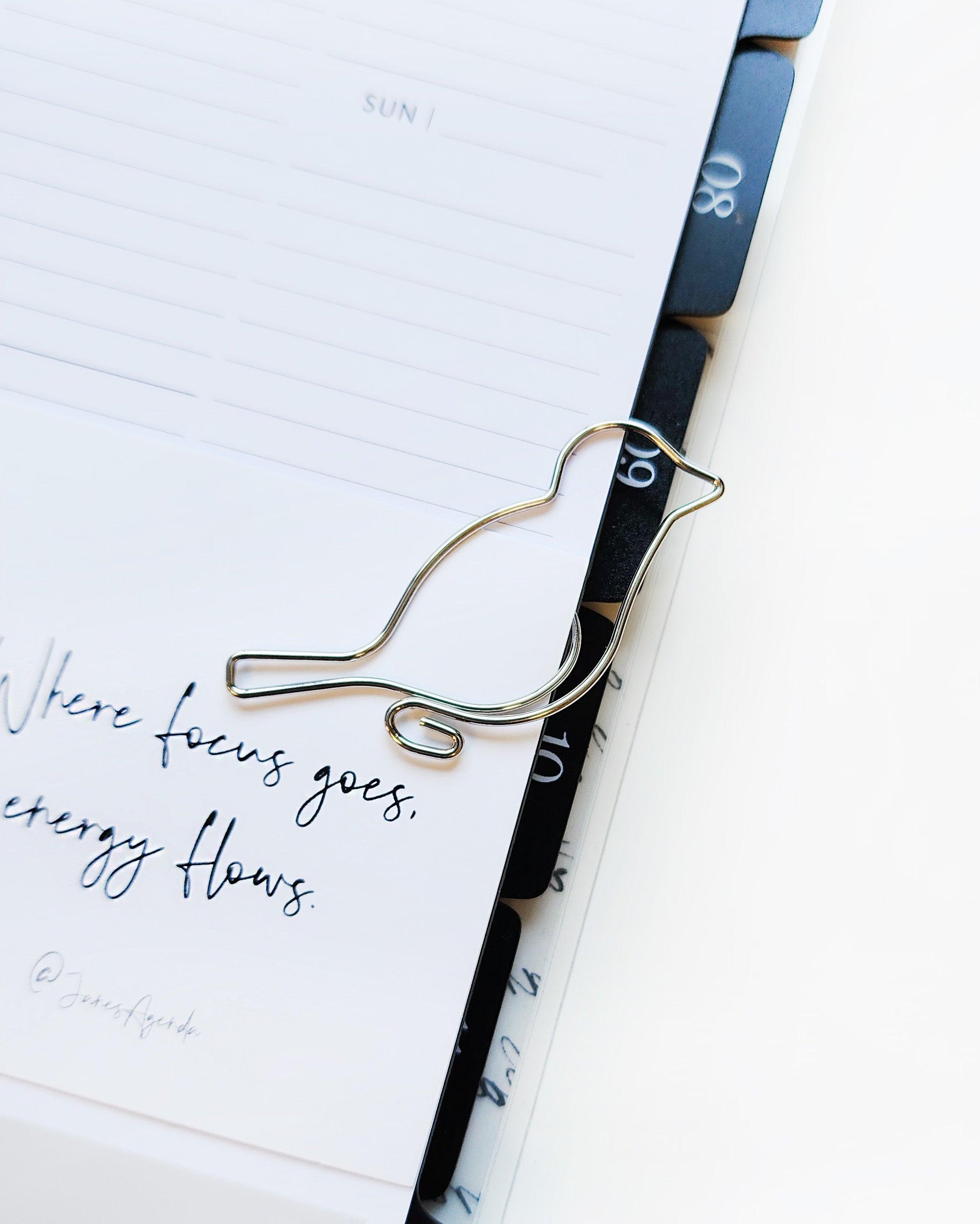 Bird shaped paperclips for clipping notes and papers to your notebook, planner, or to mark your page in a book from Jane's Agenda.