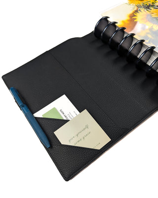 Vegan Leather Wrap Planner Cover | Black