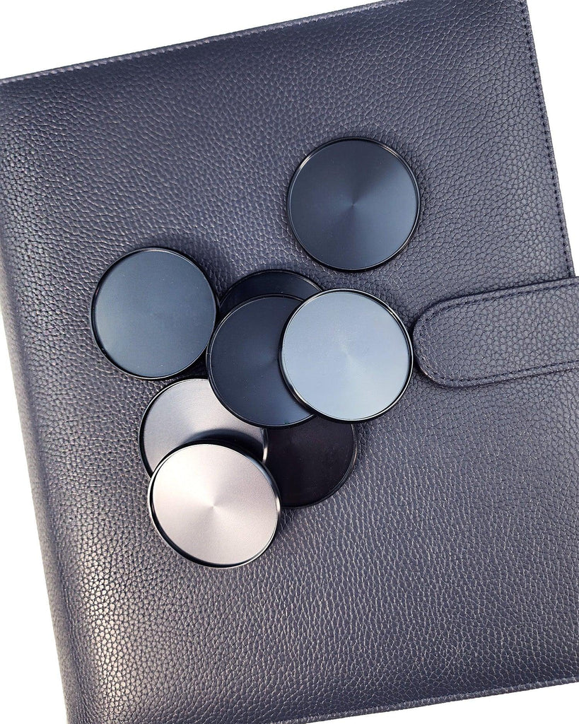Midnight blue metal discs for discbound planners and disc notebooks by Jane's Agenda.