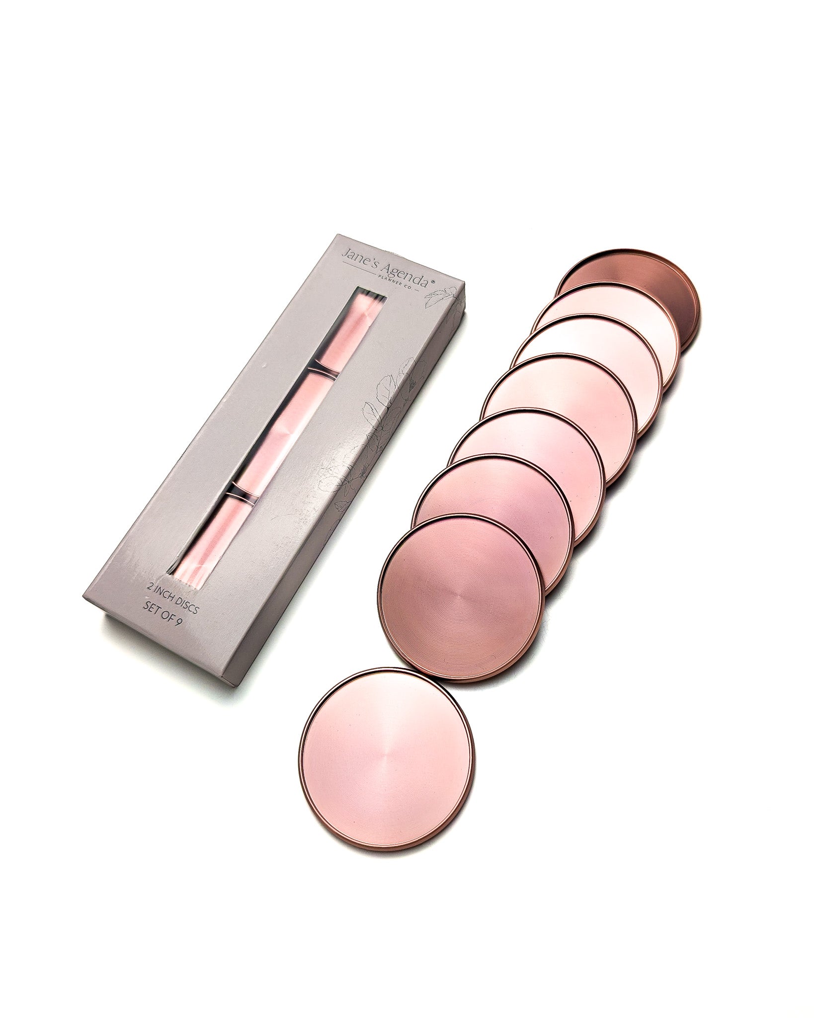 Blush copper metal binding discs for discbound planners and disc notebooks by Jane's Agenda.