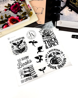 A StickerSheet With A Few Fantasy Book Stickers