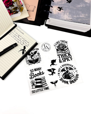 A StickerSheet With A Few Fantasy Book Stickers