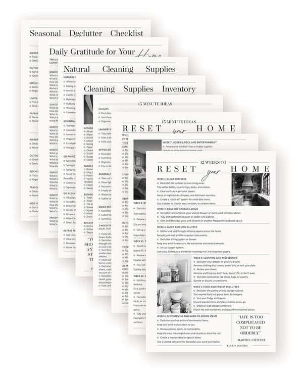 Whole house weekly reset pages from Jane's Agenda
