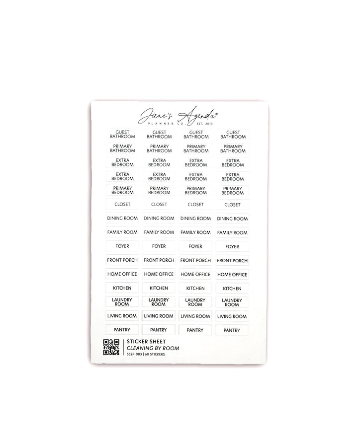 Adhesive planner stickers for cleaning and using in your planner pages by Jane's Agenda.