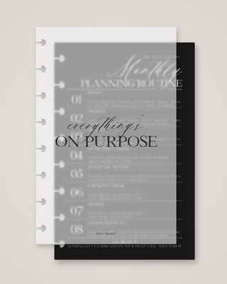 Monthly Planning Routine Dashboard Set | Vellum & Black Cardstock