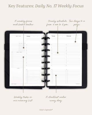 Daily Planner Inserts No. 17 | Weekly on 4 Pages | Undated | 105 Days