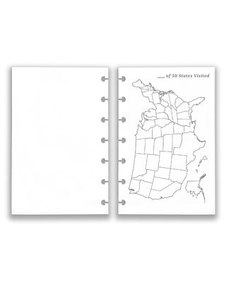 Jane's Agenda Discbound Planning Insert Refills Travel Inserts States Visited Map