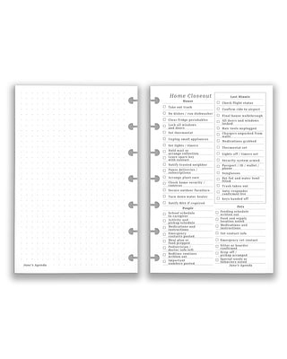 Jane's Agenda Discbound Planning Insert Refills Travel Inserts Home Closeout Procedure