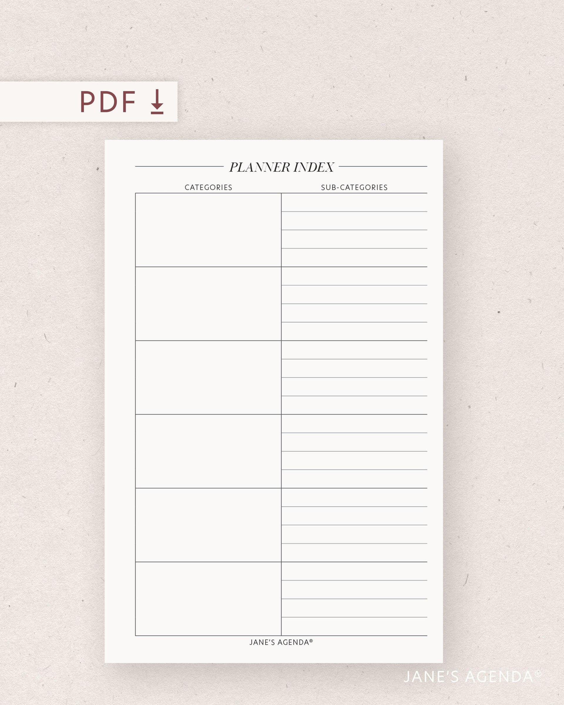 Free: Printable Planner Index Page free-printable-planner-index-page
