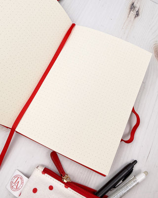 Book Bound Notebook | Red & Gold | Dot Grid Journal