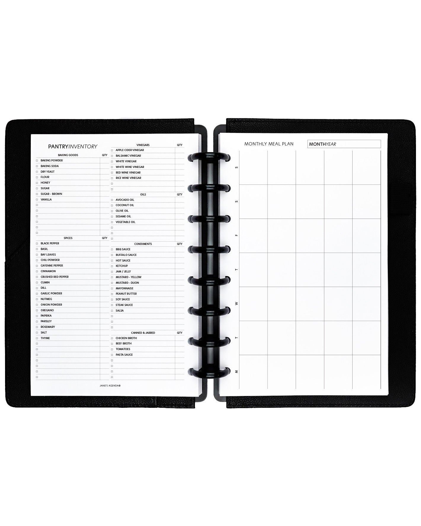 Monthly Meal Plan Planner Inserts