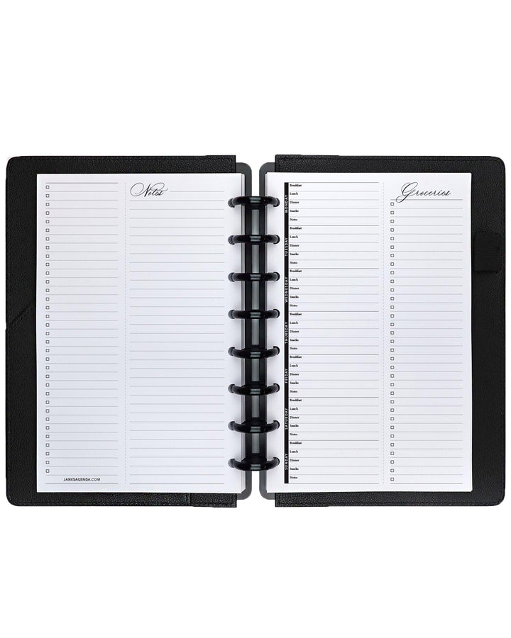 Grocery and meal planning planner inserts for discbound and six ring planner systems by Jane's Agenda.
