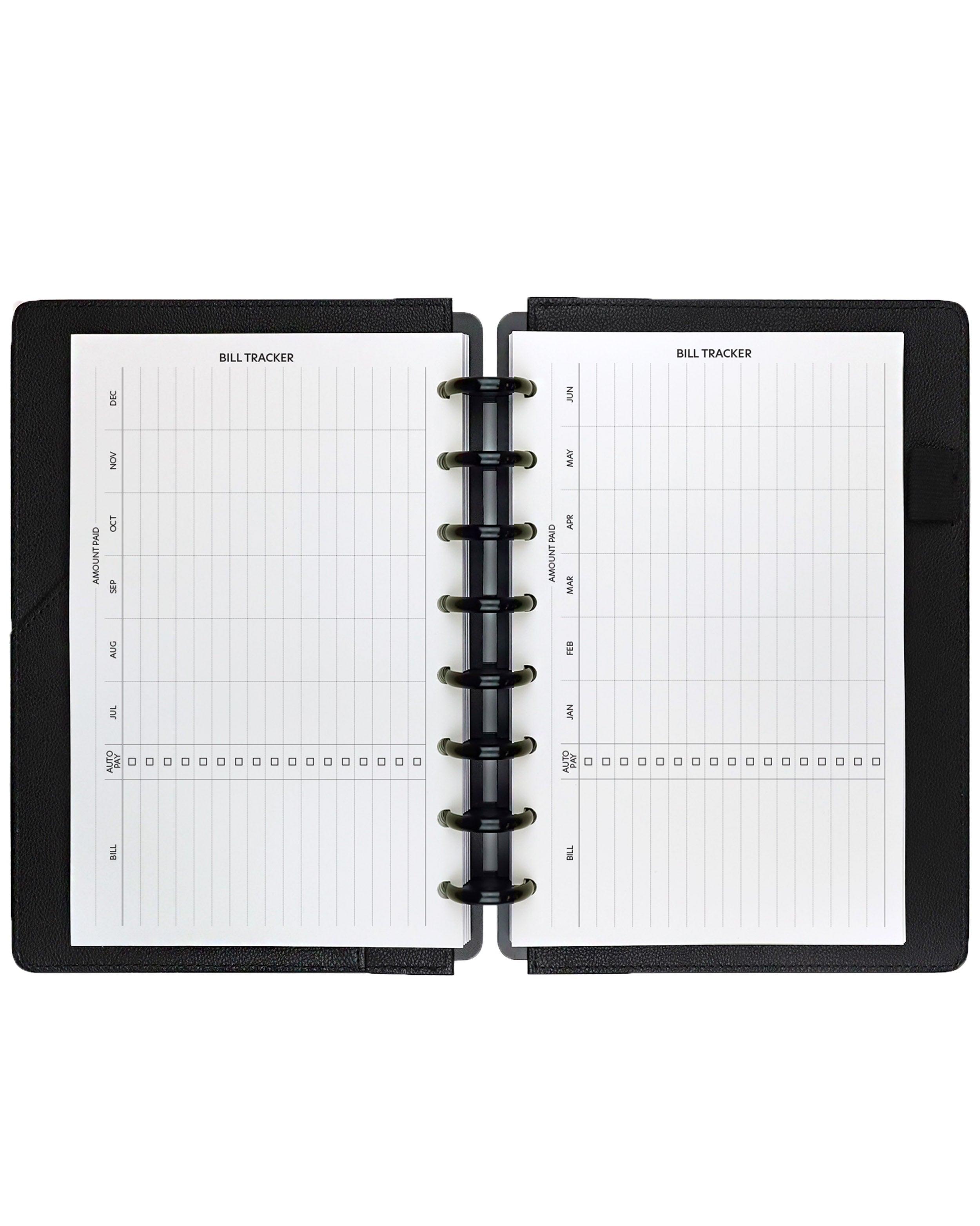 Recurring bills planner inserts refill pages for discbound and ringbound planners and notebooks by Jane's Agenda.