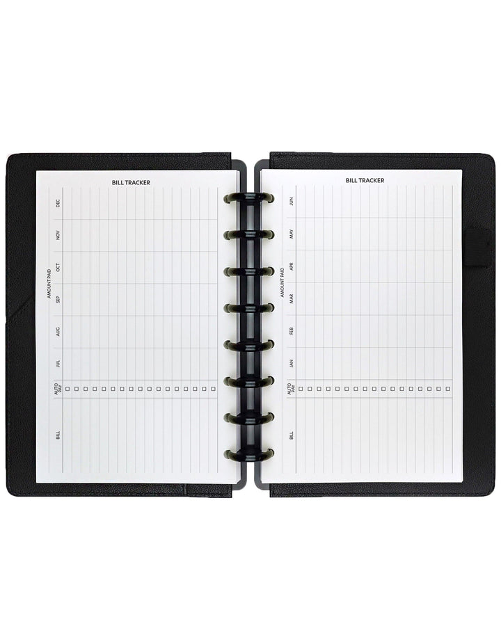 Recurring bills planner inserts refill pages for discbound and ringbound planners and notebooks by Jane's Agenda.