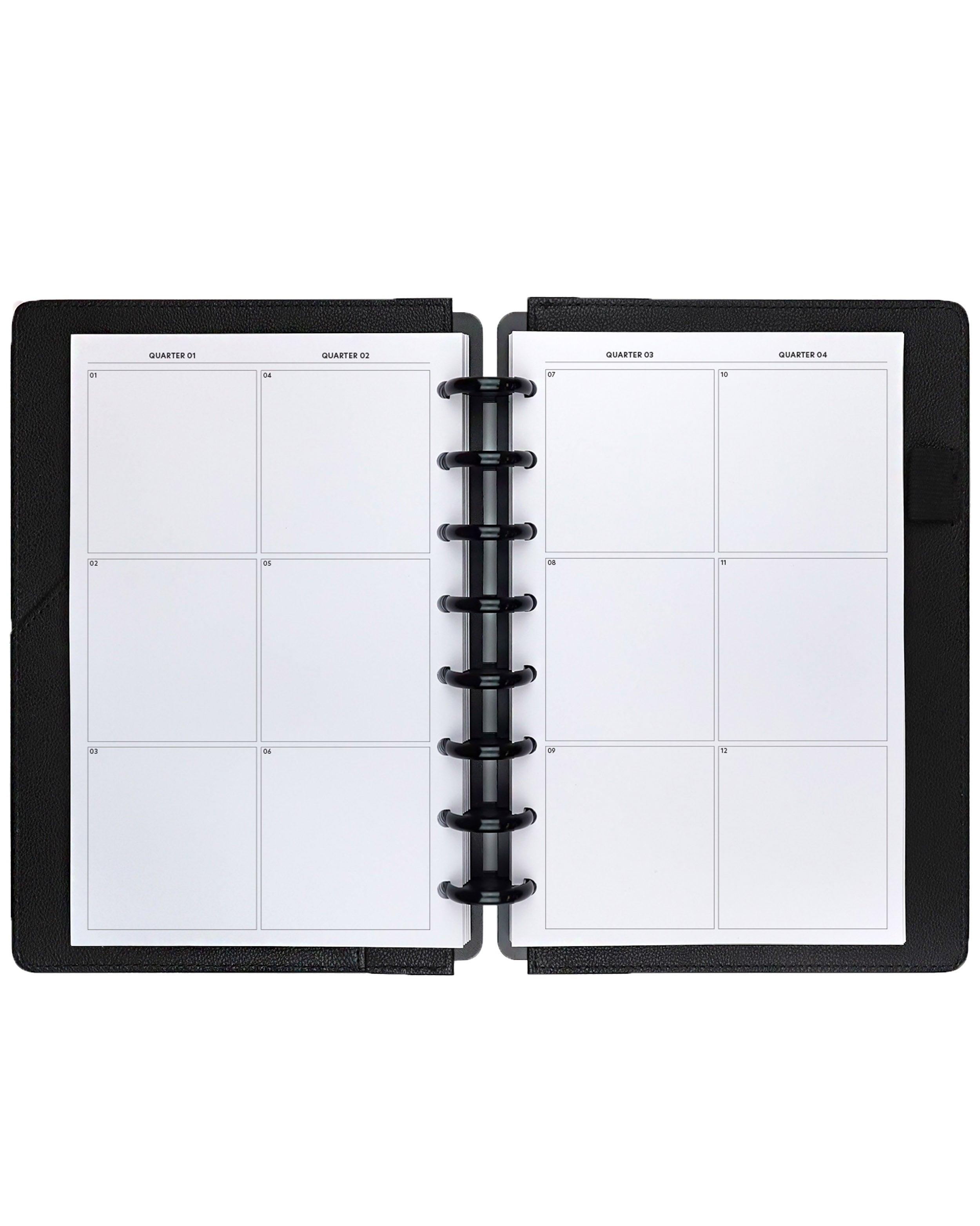 Quarterly goal planning inserts refill pages for disc-bound planner systems, notebooks and binders by Jane's Agenda.