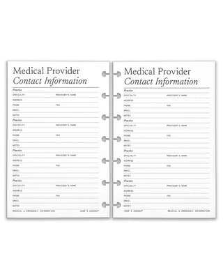 Medical & Emergency Information Planner Inserts 2.0