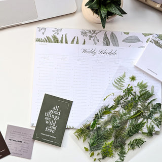 Botanical leaf and plant themed stationery gift set.