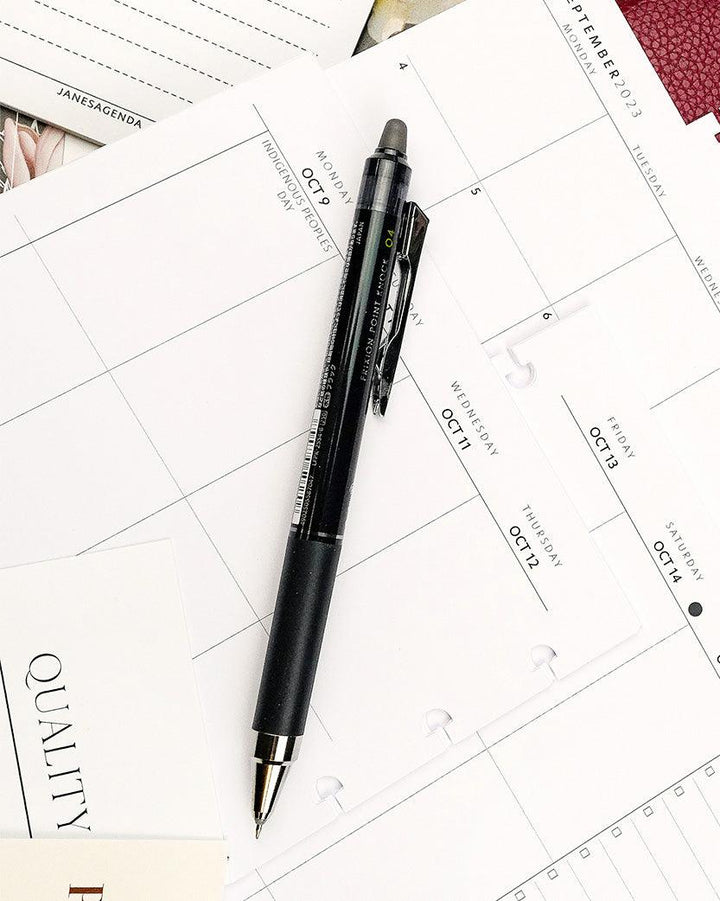 Frixion black erasable pen for planners