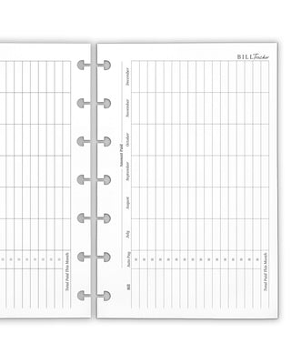 Bill tracking planner insert page for discbound planner sytsems by Jsne's Agenda.