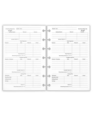 paycheck budgeting planner insert pages for discbound planner sytsems by Jsne's Agenda.