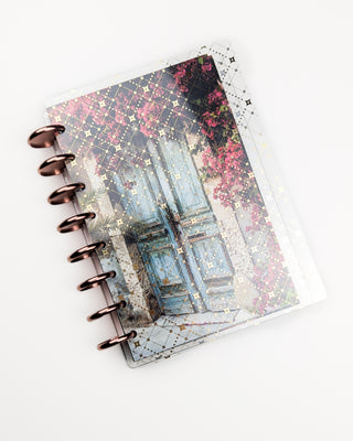 Clear Plastic Discbound Planner Cover | Gold Foil Diamond Pattern