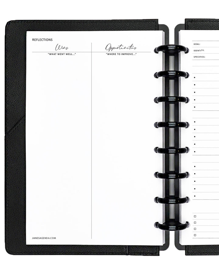 Goals worksheets planner insert refill pages for discbound planners, disc notebooks, and A5 ringbound planner systems by Jane's Agenda.