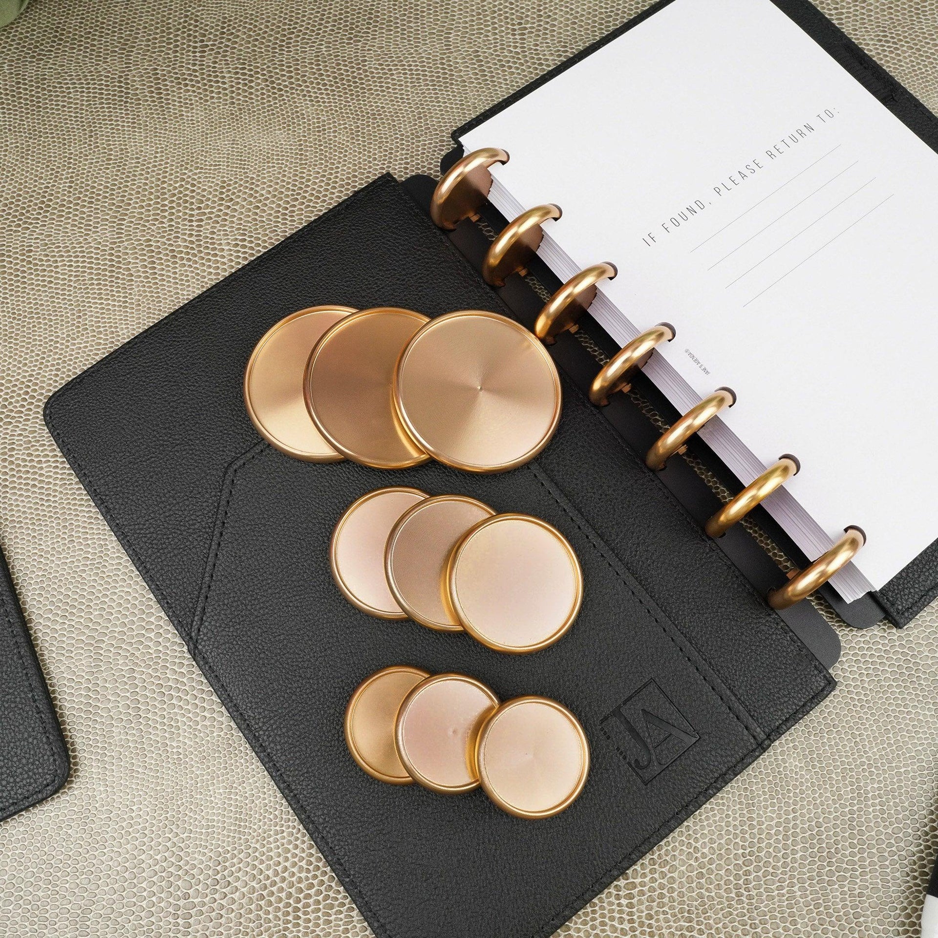 Discbound Vellum Planner Cover | Peonies in Gold Foil | Jane's Agenda®