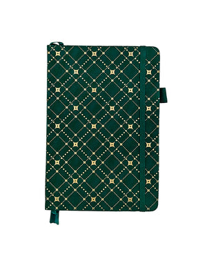 Green and gold dot grid journal