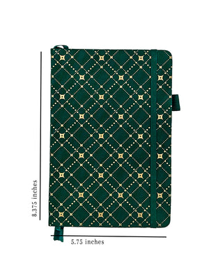 Book Bound Notebook | Green & Gold | Dot Grid Journal