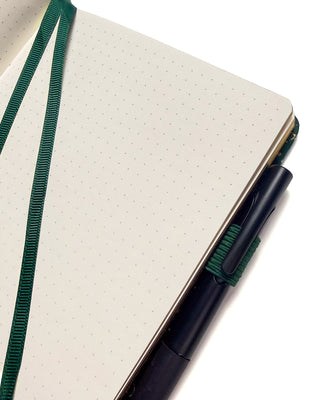 Book Bound Notebook | Green & Gold | Dot Grid Journal