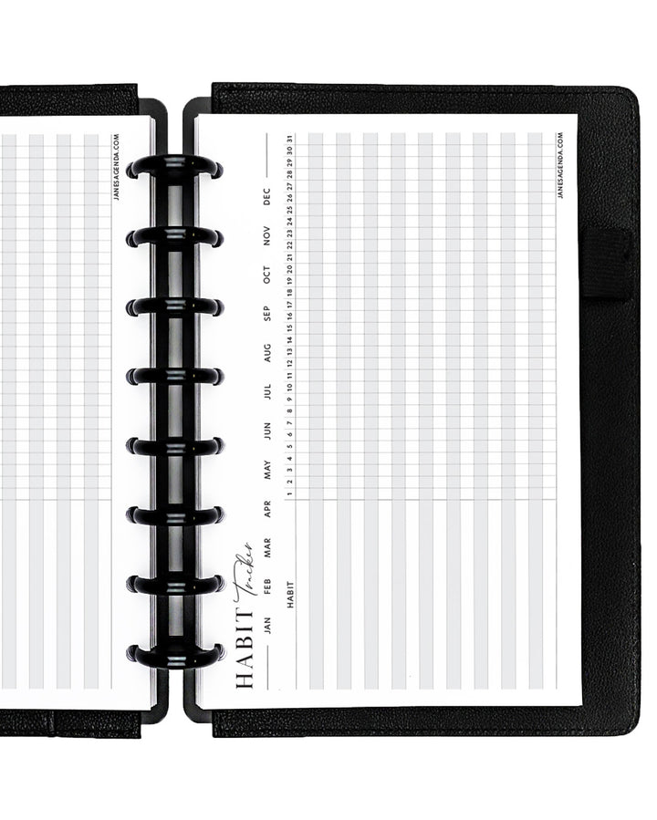 Monthly habits planner inserts for disc-bound planners and disc notebooks by Jane's Agenda.