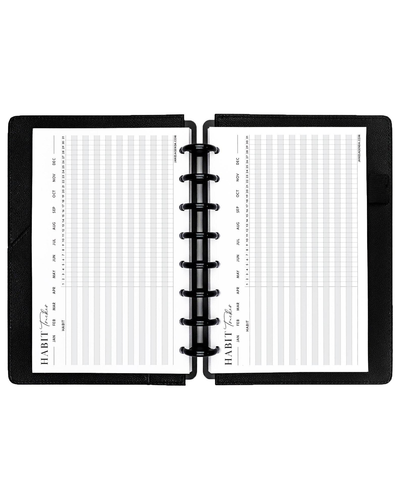 Monthly habits planner inserts for disc-bound planners and disc notebooks by Jane's Agenda.