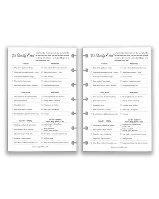Jane's Agenda 'The Weekly Reset' two-sided home cleaning checklist Planner Insert — kitchen, bathroom, bedroom and laundry Discbound Planner Insert Refill 