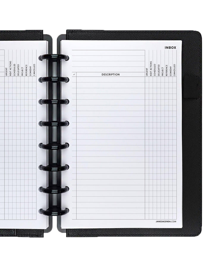Inbox planner insert refill pages for discbound and ringbound planners and planner notebooks by Jane's Agenda.