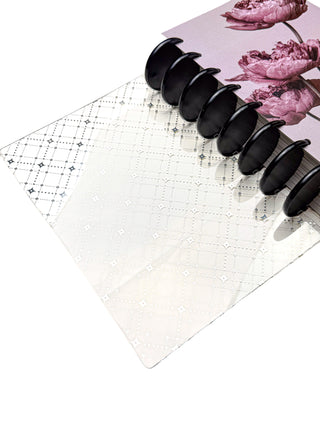 Clear Plastic Discbound Planner Cover | Gold Foil Diamond Pattern