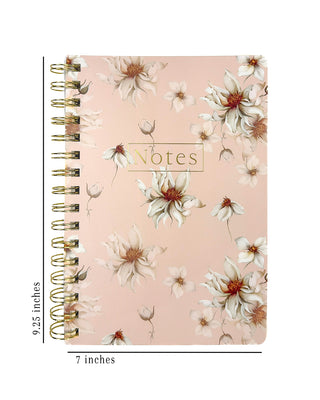 Lists Notebook | Twin Loop Journal | White Floral and Pink